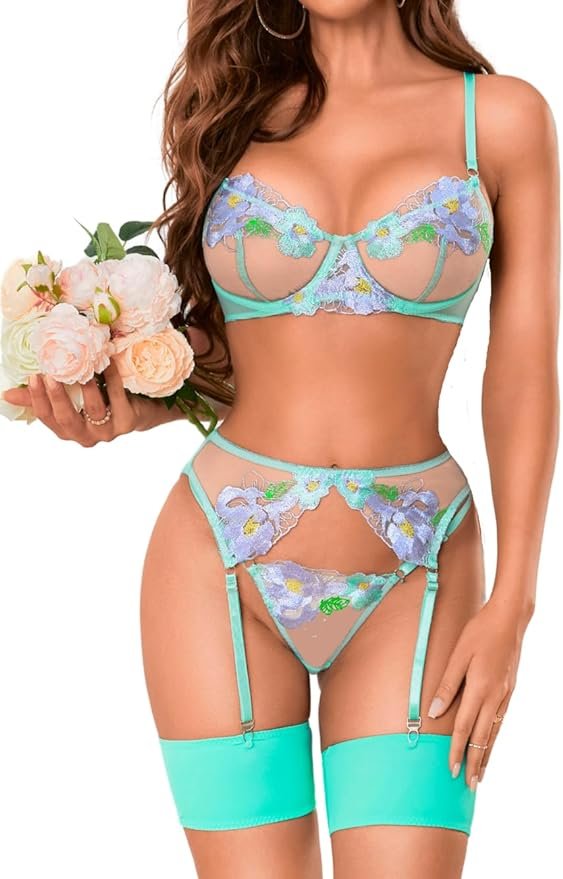 Floral embroidered lingerie on Amazon