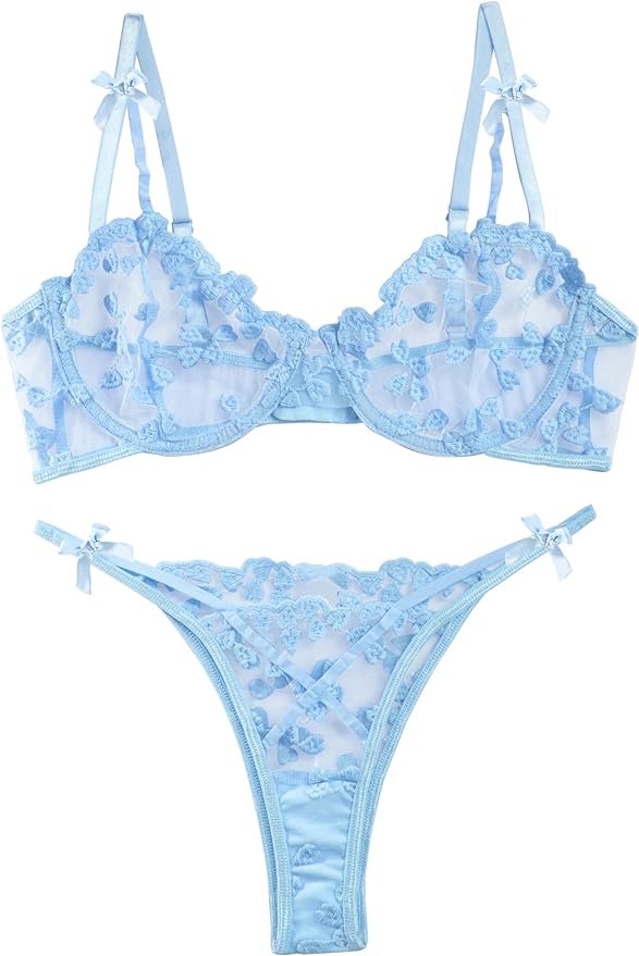 Light blue lacy lingerie set on amazon