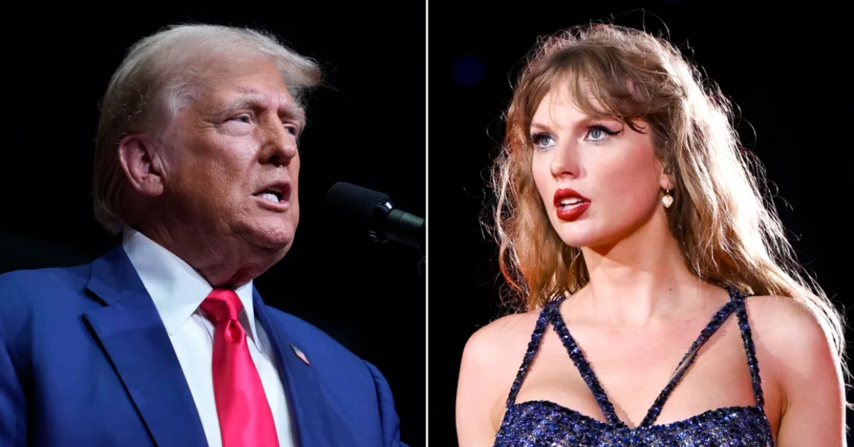 Photo of Donald Trump next to photo of Taylor Swift